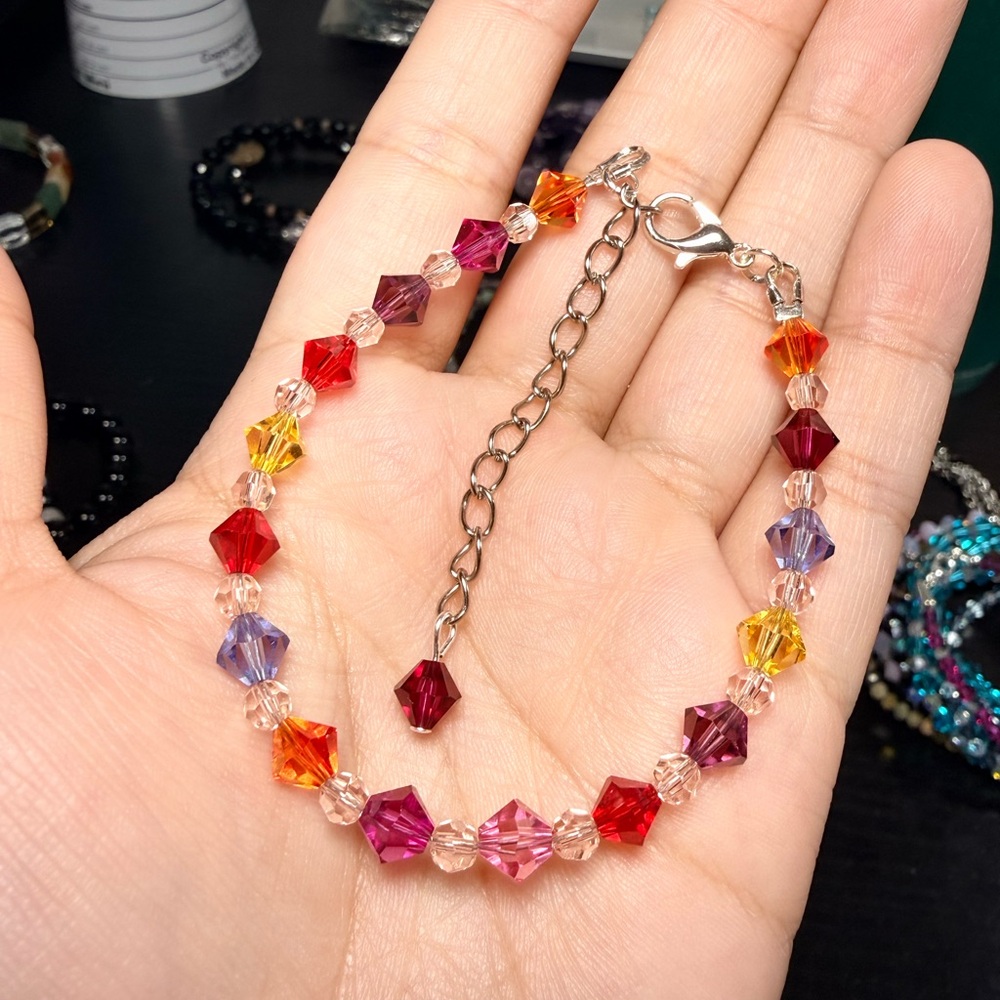 Swarovski Crystal Glass Bicone Bracelet – 4mm – Adjustable 6.5”–8.5” - Picture 3 of 4